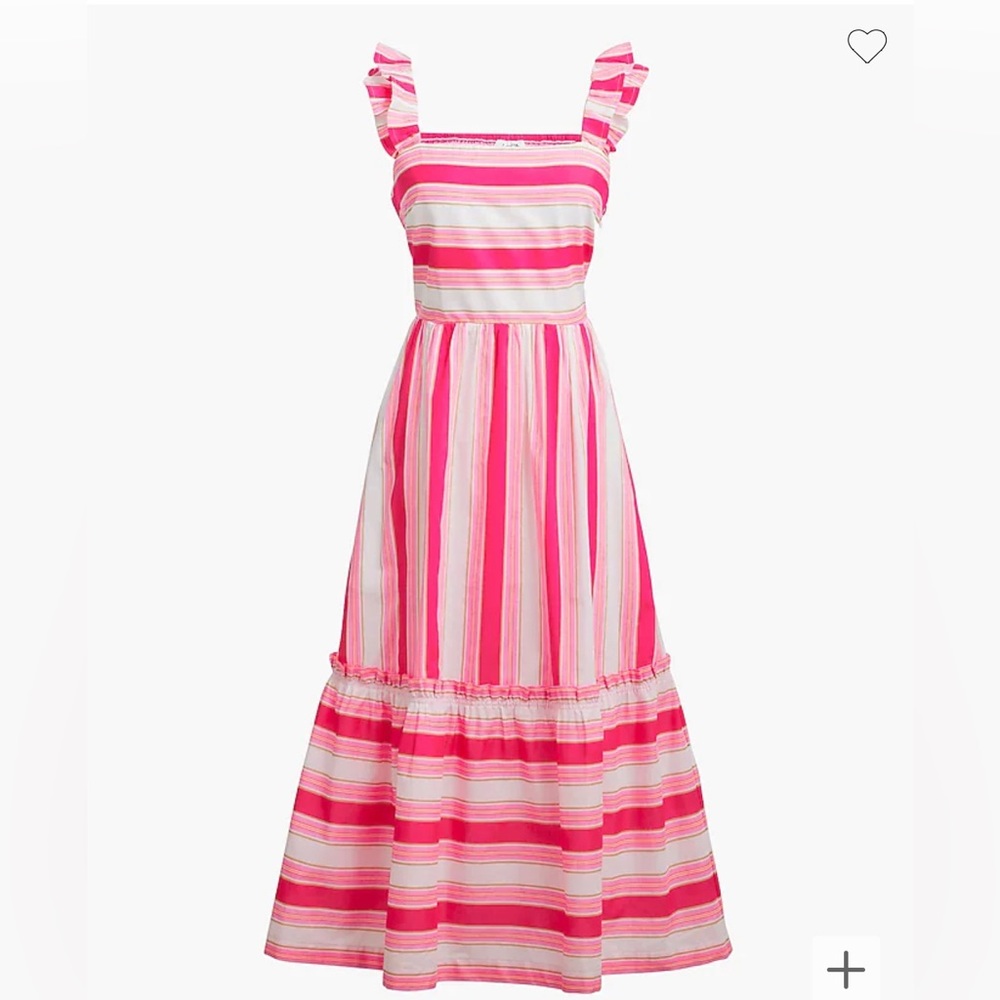 J Crew Striped Squareneck Midi Dress